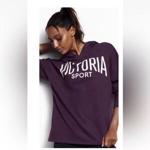 Victoria Secret Sport Logo Hoodie Eggplant Purple White Size S